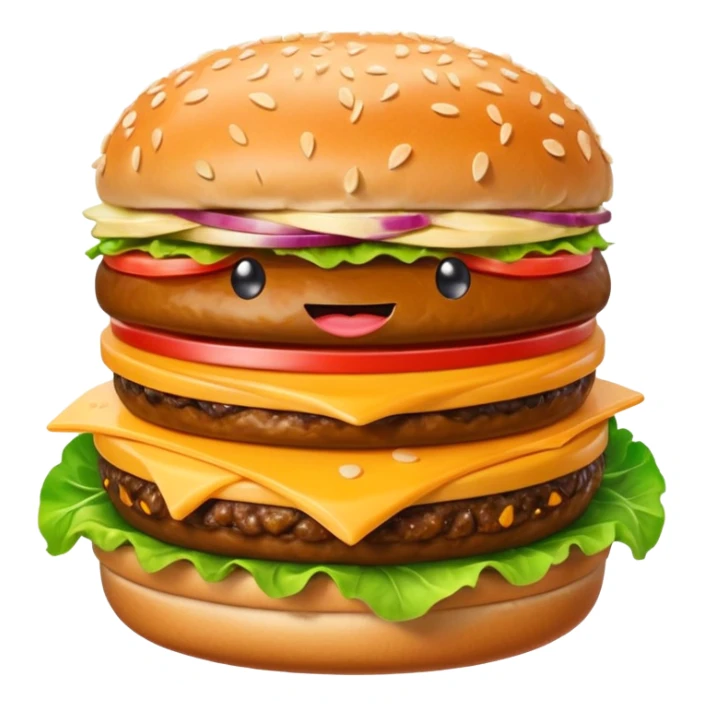 hamburger character with eyes and mouth sticker