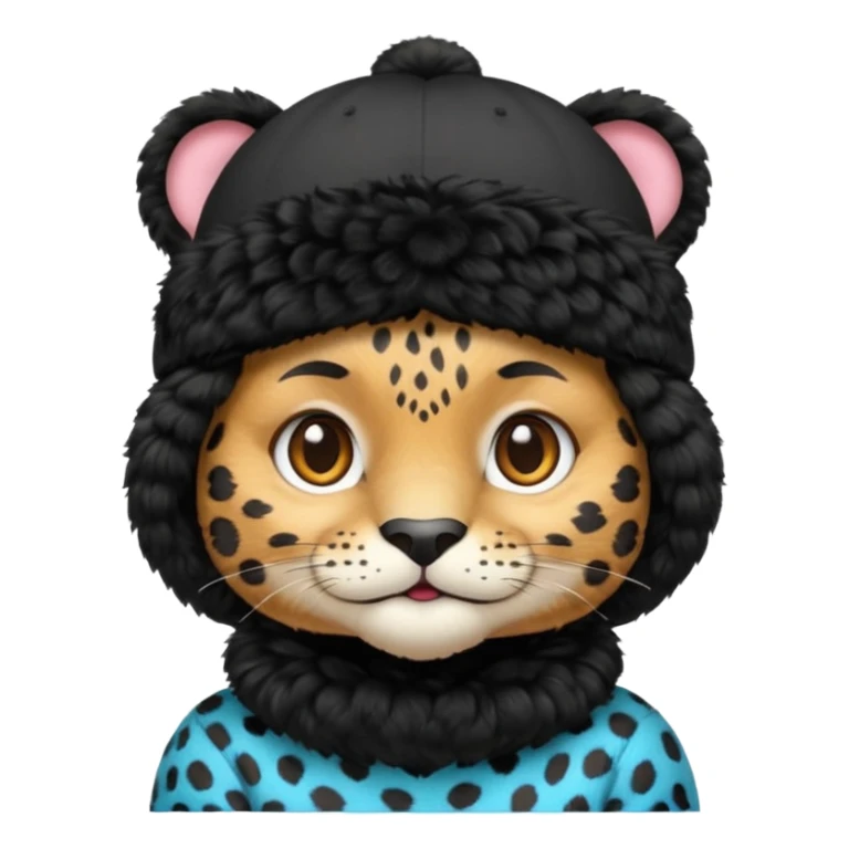 A black jaguar wearing a baby hat sticker