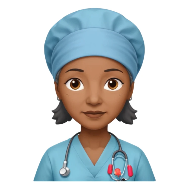 older black doctor woman with scrub cap not smiling sticker
