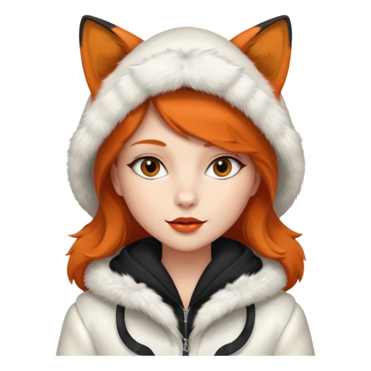 Girl, Fox Fur White Coat with Hood sticker