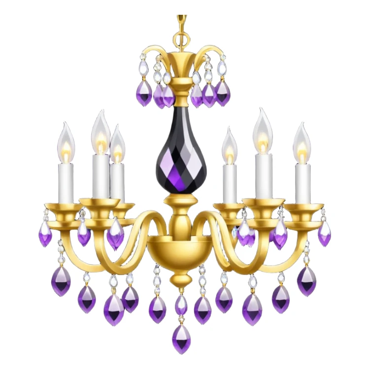 Luxurious black and white chandelier with gold and amethyst crystals  sticker
