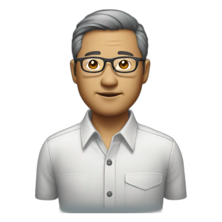 middle aged chinese man with clear aviator glasses in a button down office shirt sticker