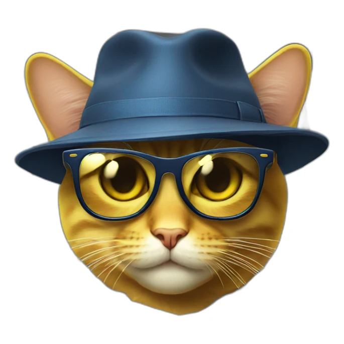 yellow cat emoji in cool sunglasses and hat sticker
