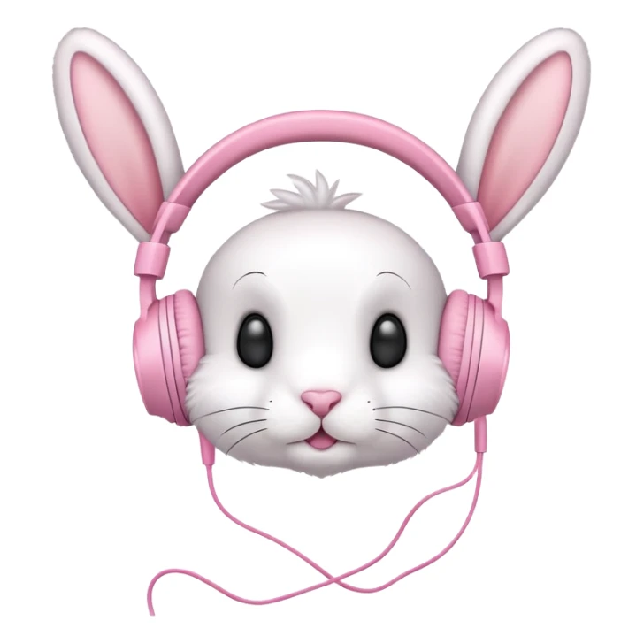 cute rabbit headphones, pink bunny ears on headphones sticker