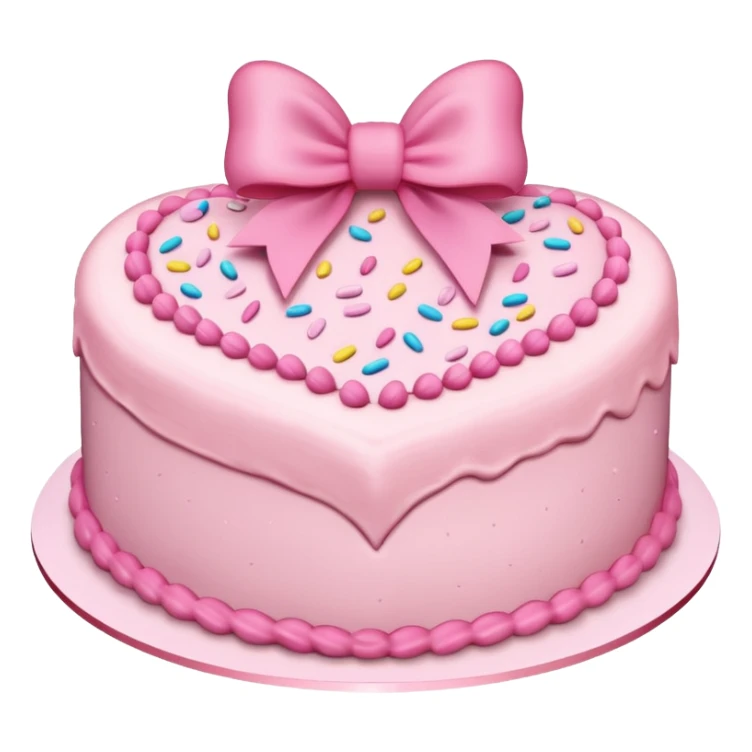 heart shaped birthday cake with pink bow sticker