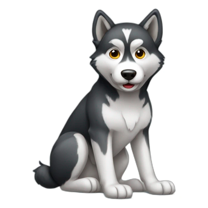 huskie sit full body sticker