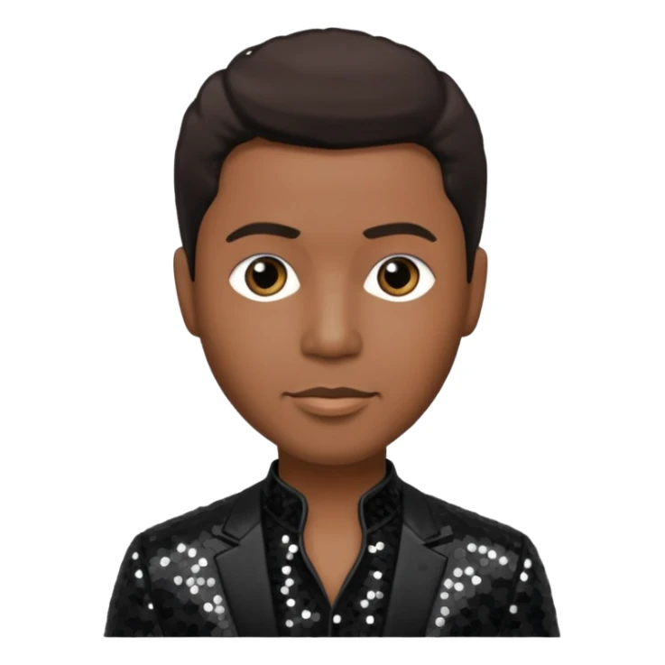 Kenneth Babyface Edmonds with dark brown hair, black sequin outfit sticker