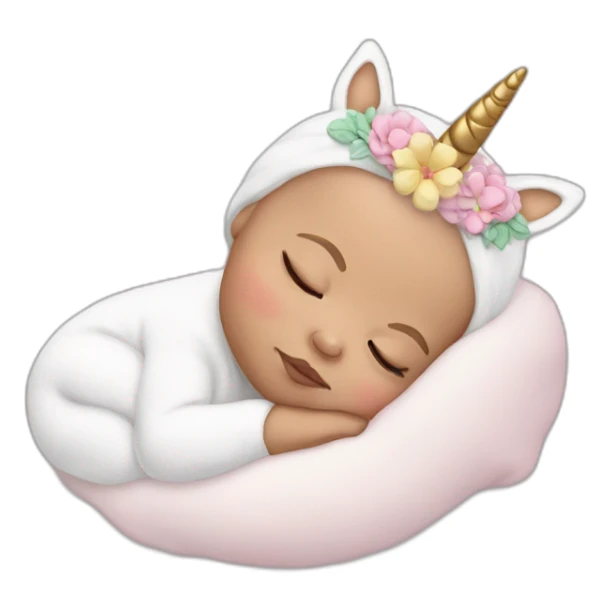 Sleeping white Newborn with unicorn headband sticker