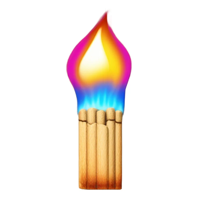 Pink and blue neon a burning match sticker