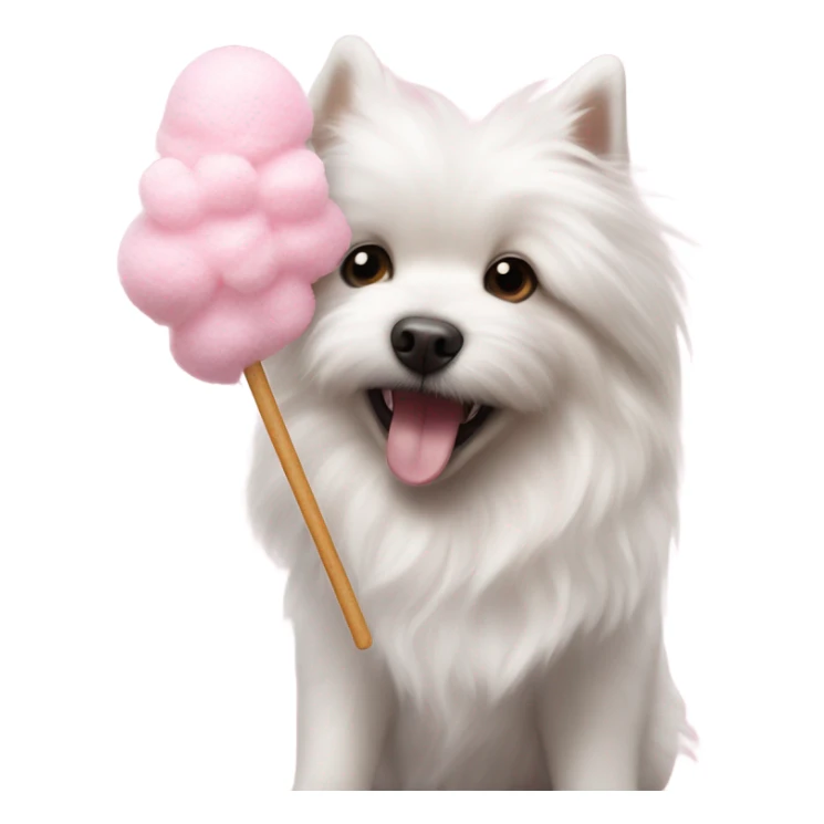 Little White dog eating cotton candy  sticker