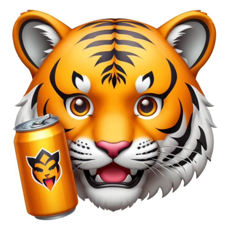 tiger face holding energy drink can for Twitch emote sticker