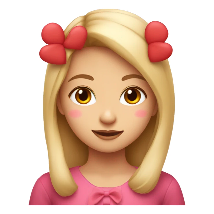 A girl with a pink bow and red hearts around her sticker