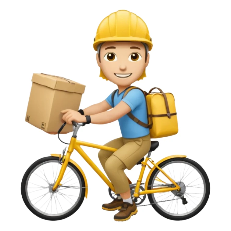 Courier + yellow helmet + delivery bag, City Cyclists. sticker