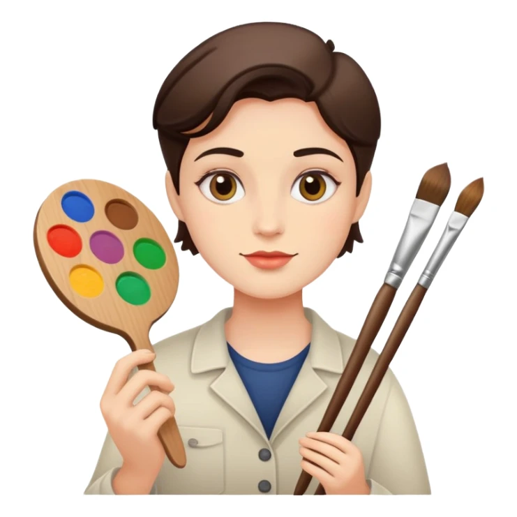 artist with palette and brushes sticker