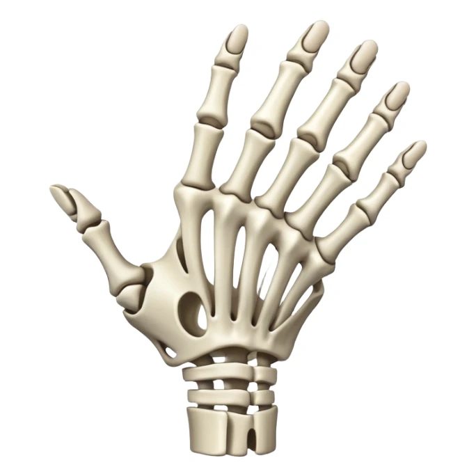 Skeleton hand with index middle and thumb fingers out and pinky and ring finger in sticker