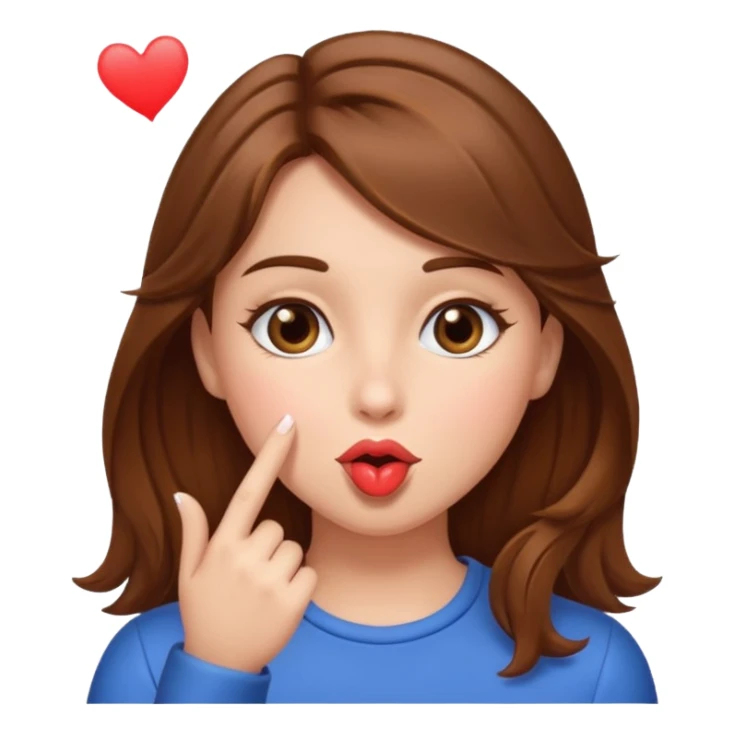 Brown hair girl blowing a kiss sticker