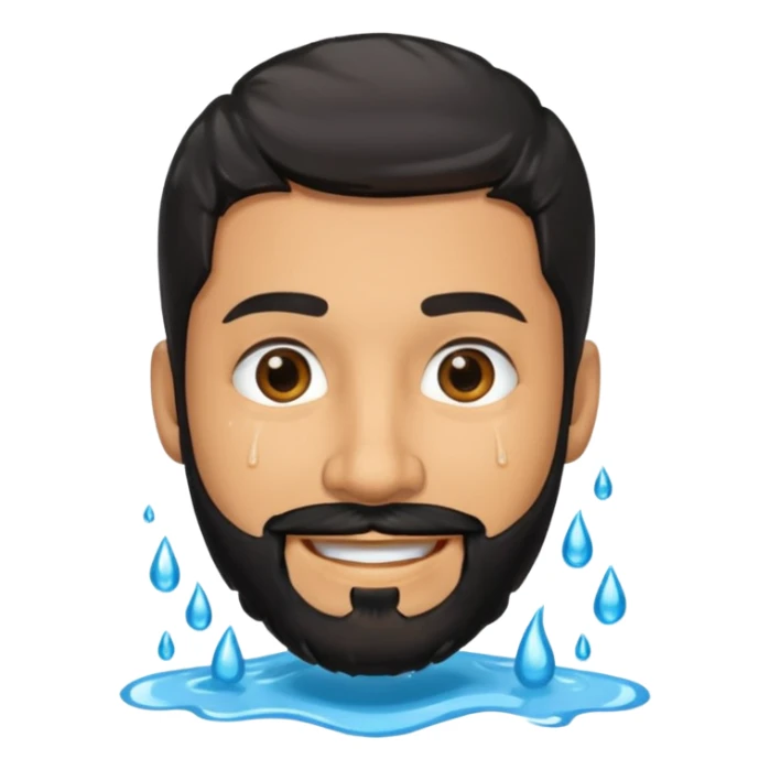 Smiling hispanic man with black beard that is dripping wet sticker