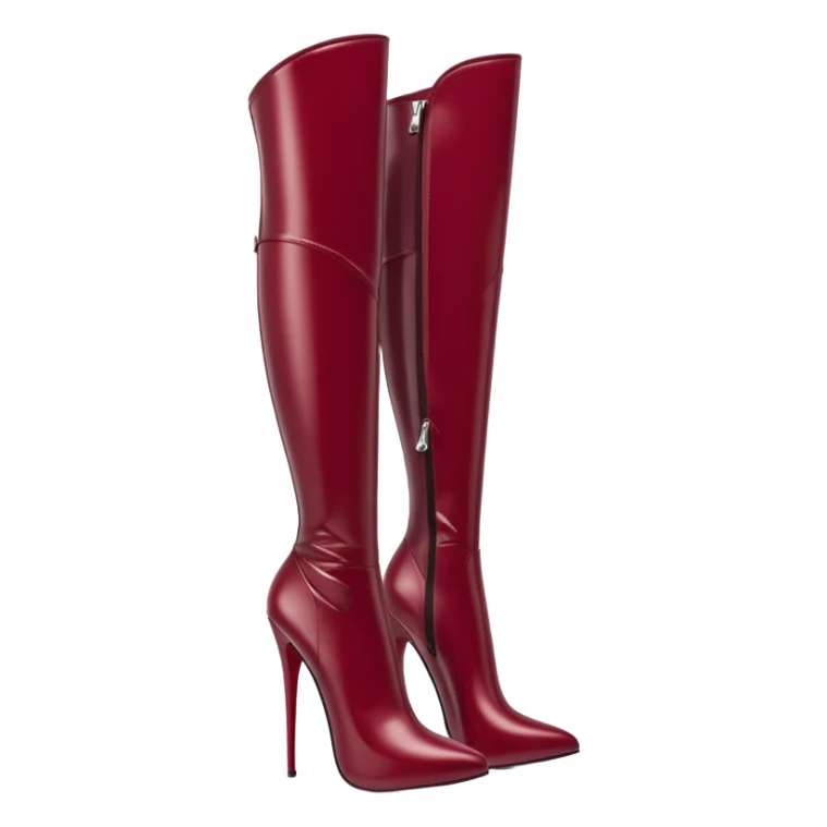 burgundy red latex knee high heel boots sticker