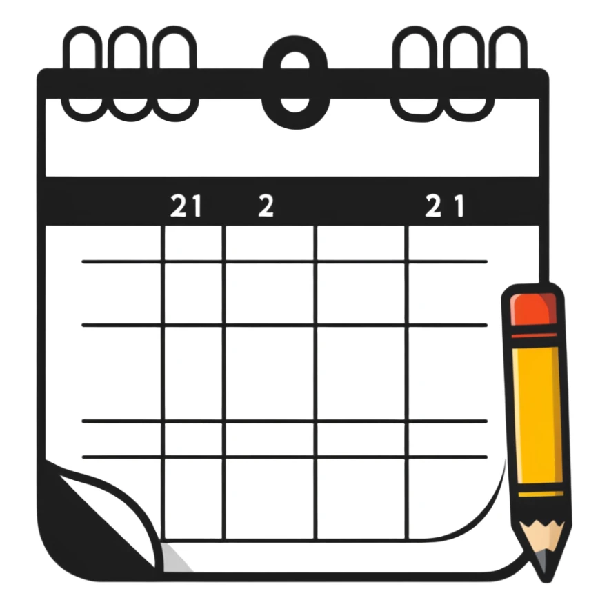 colorful sticker-style icon logo for an open source self-hosted calendar app, inspired by Fantastical, with a calendar page and subtle open source symbol sticker
