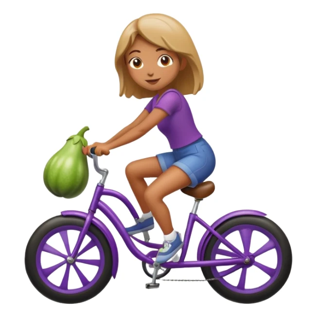Girl riding a eggplant like bike sticker