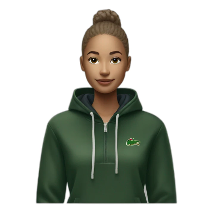 Lacoste bag girl with black lacoste hoodie sticker