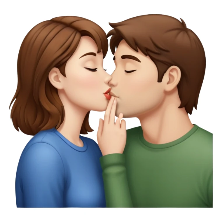 Brown hair girl Kissing guy sticker