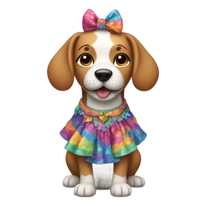 A dog wearing a dress sticker