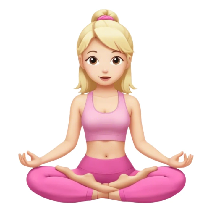 Blonde girl doing yoga, pink thematic sticker