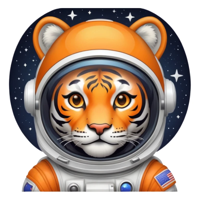 astronaut tiger face with space helmet and stars for Twitch emote sticker