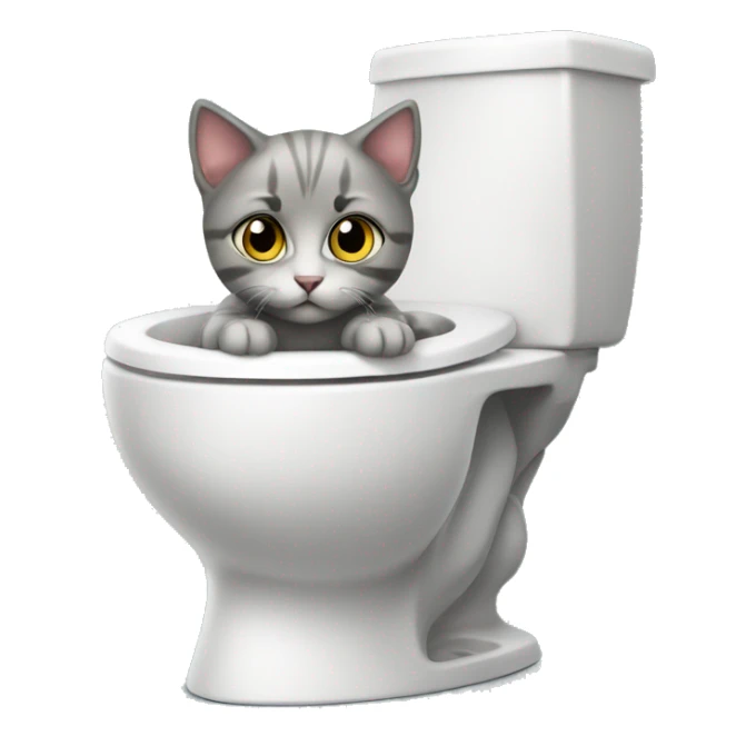 Little kitten on the toilet with cute eyes sticker