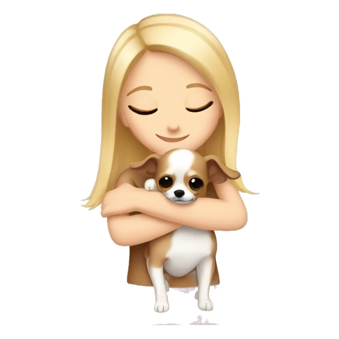 Blond white girl hugging brown chihuahua  sticker