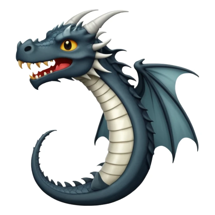 iOS style emoji, minimal dragon fang, dark fantasy object sticker