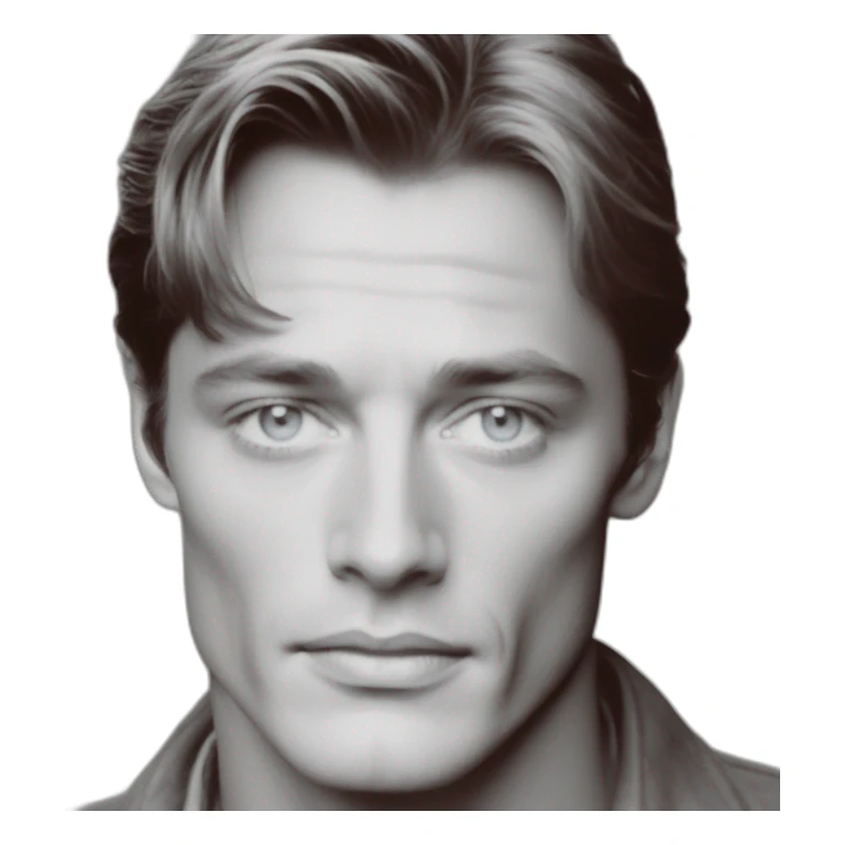 Alain Delon young dock worker blue eyes reddish hair clean shaven sticker