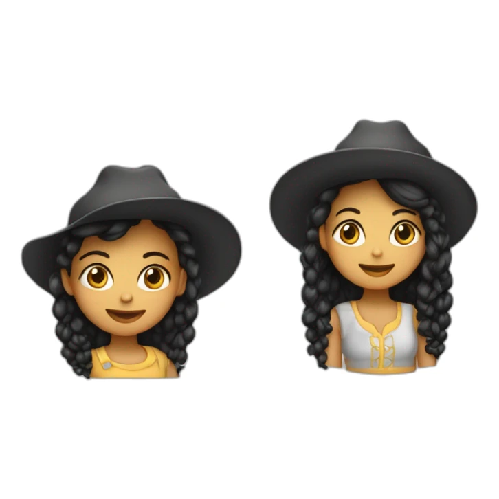 Uma menina Boiadeira com chapéu de boiadeira cabelos longos lisos e pretos sticker