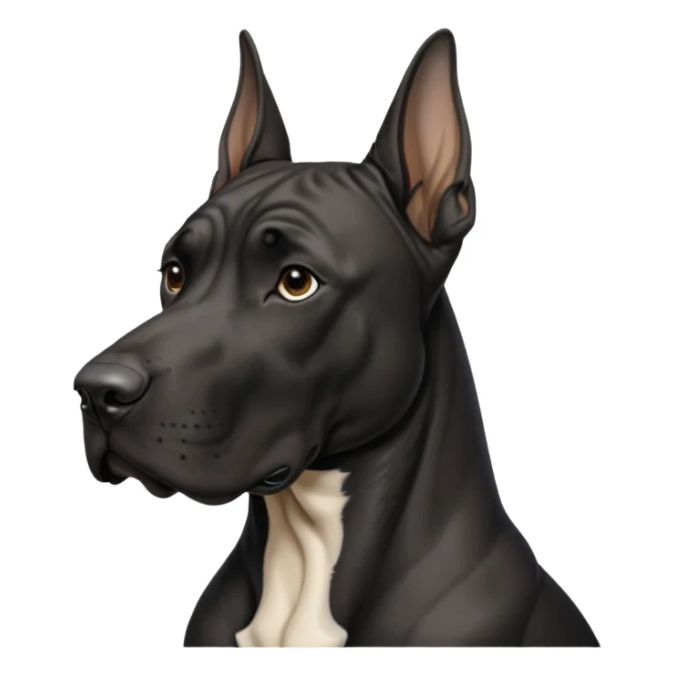 Black Male Great Dane  with no white and has cropped ears in a show stance sticker