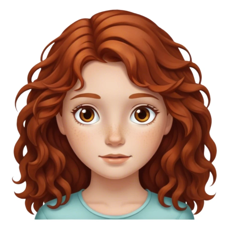 girl with brownredrish wavy hair and freckles  sticker