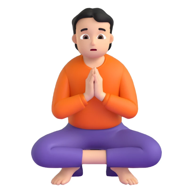 person on their knees begging with hands clasped together and pleading expression sticker