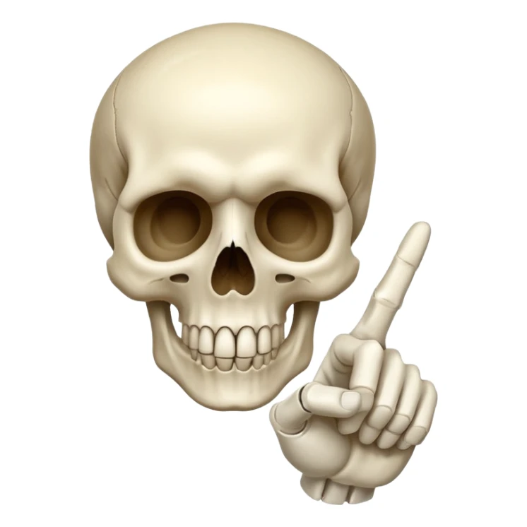 Skull emoji pointing with hand to the right sticker