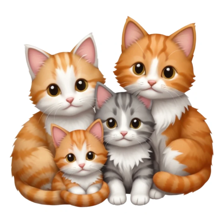 3 tiny kittens cuddling together all different colours, the first one is grey and white, the second is ginger and white and the third is brown tabby and white sticker