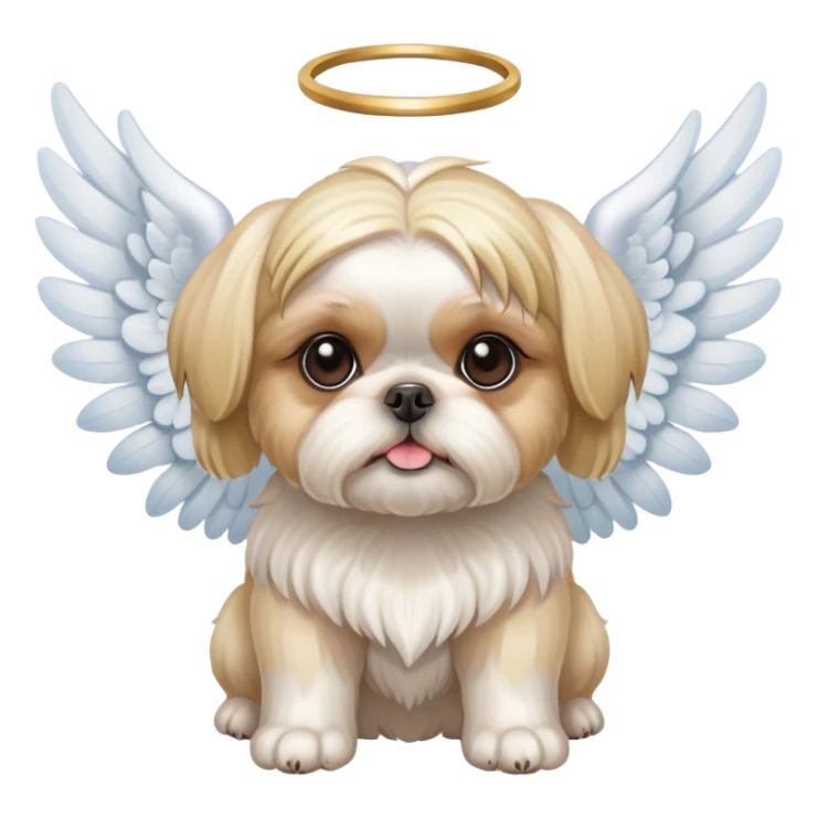 Blonde Shih Tzu with angel wings sticker