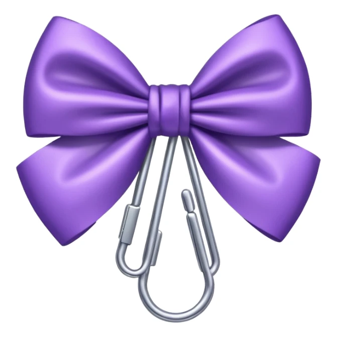 one silver paper clip with a purple bow in the middle sticker