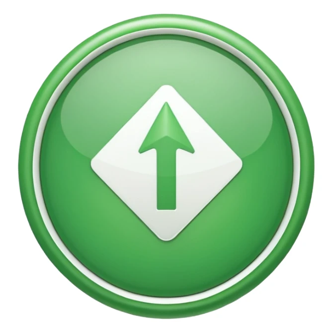 make me a emoji with green circle with a white arrow gonig up sticker