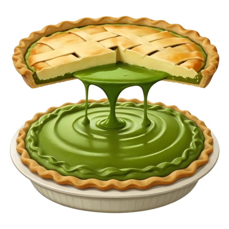 Pie on top of green sauce sticker