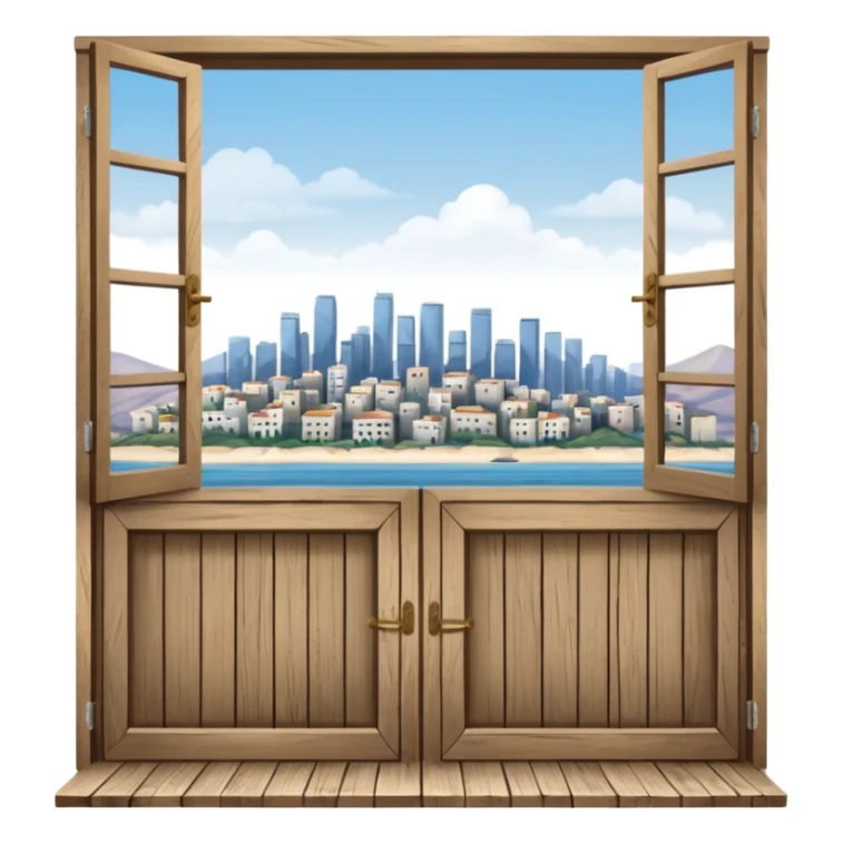 balcony with doors made out of wood sticker