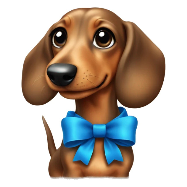 A cute christmas daschund￼ with a blue bow as the colar sticker