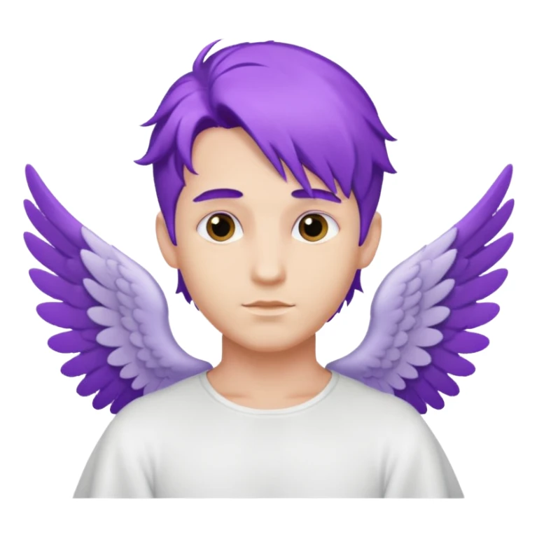  male angel with purple hair with wings sticker