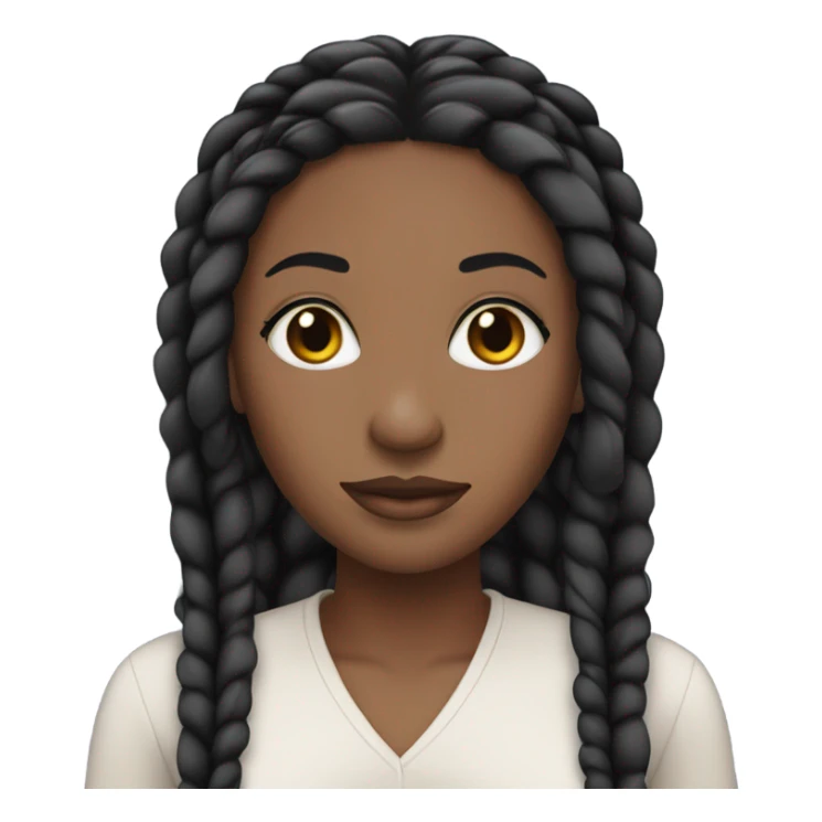 black woman with long black straight braids and lashes sticker