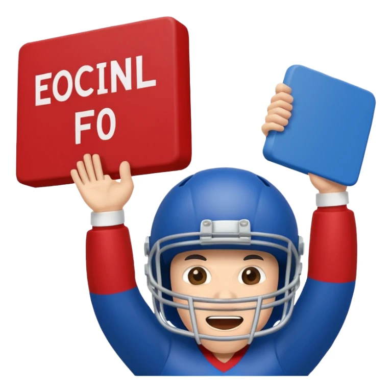 cheering sign american football in blue (#00A3E0) and red (#F9423A) sticker