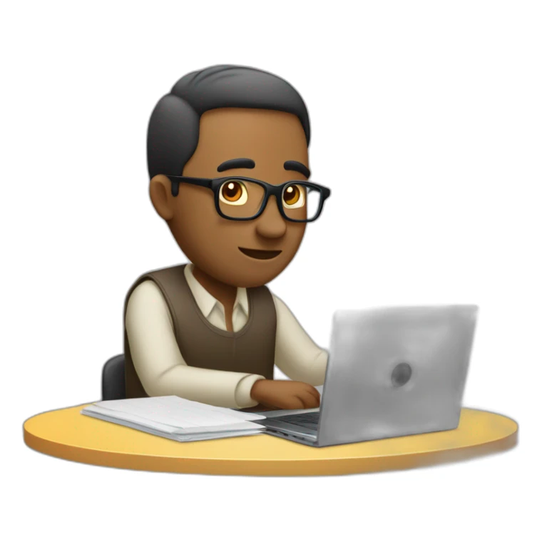 homme avec cheuveu long sur un ordinateur sticker