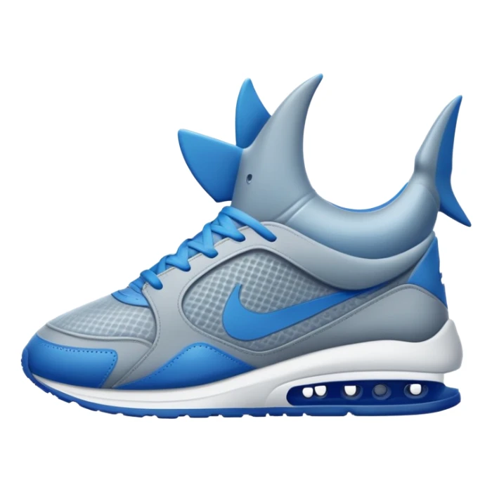 Un tiburón con zapatillas nike azules sticker
